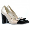 Women stylish, elegant shoes 1262 patent beige+black