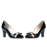 Women stylish, elegant shoes 1263 patent black+beige