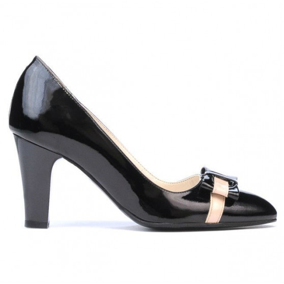 Women stylish, elegant shoes 1263 patent black+beige
