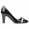 Women stylish, elegant shoes 1263 patent black+beige