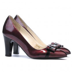 Women stylish, elegant shoes 1263 patent bordo+black