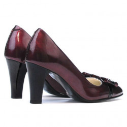 Women stylish, elegant shoes 1263 patent bordo+black