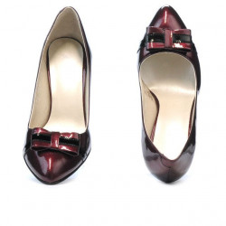 Women stylish, elegant shoes 1263 patent bordo+black