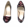 Women stylish, elegant shoes 1263 patent bordo+black