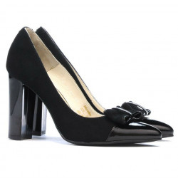 Women stylish, elegant shoes 1262 black antilopa combined
