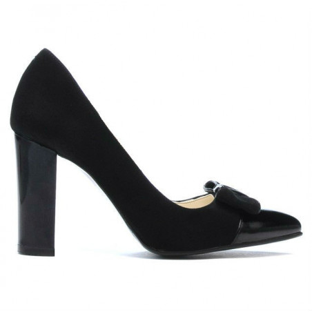 Women stylish, elegant shoes 1262 black antilopa combined