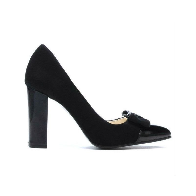 Women stylish, elegant shoes 1262 black antilopa combined