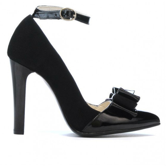 Women stylish, elegant shoes 1264 black antilopa+patent black