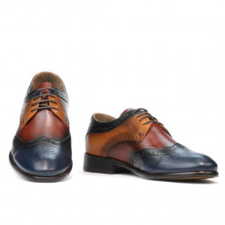 Men stylish, elegant, casual shoes 874 indigo+brown