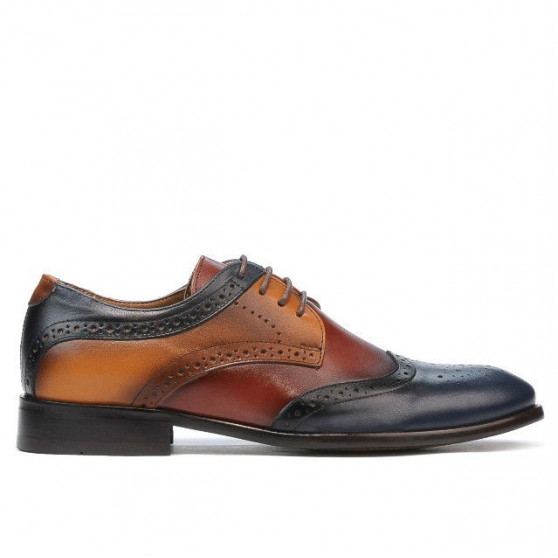 Men stylish, elegant, casual shoes 874 indigo+brown