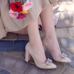 Women stylish, elegant shoes 1262 antilopa ivory combined lifestyle