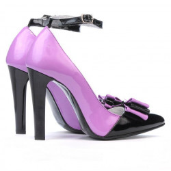 Women stylish, elegant shoes 1264 patent purple+black
