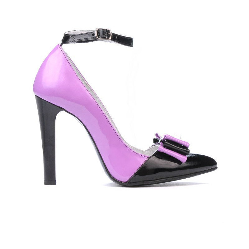 Women stylish, elegant shoes 1264 patent purple+black