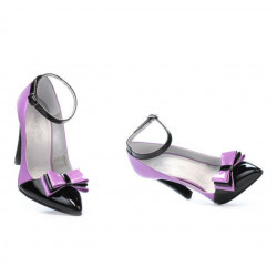 Women stylish, elegant shoes 1264 patent purple+black