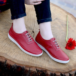Women loafers, moccasins 688 red