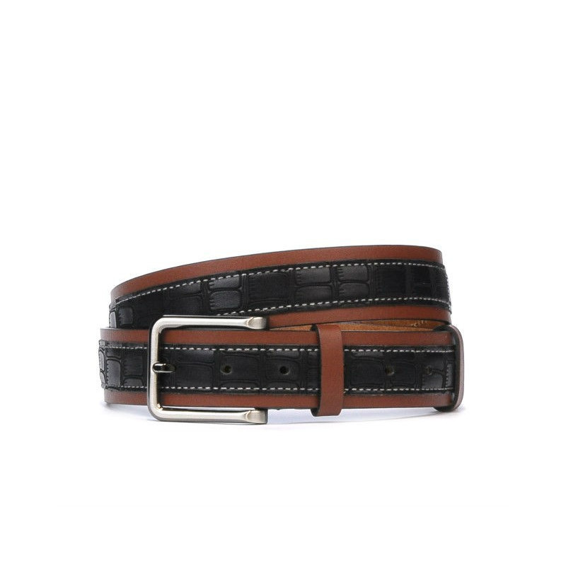 Men belt 18b croco black+brown