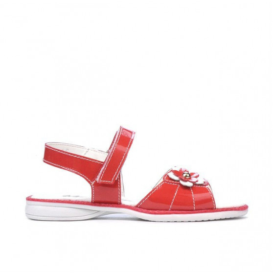 Small children sandals 55c patent red coral