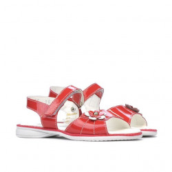 Small children sandals 55c patent red coral