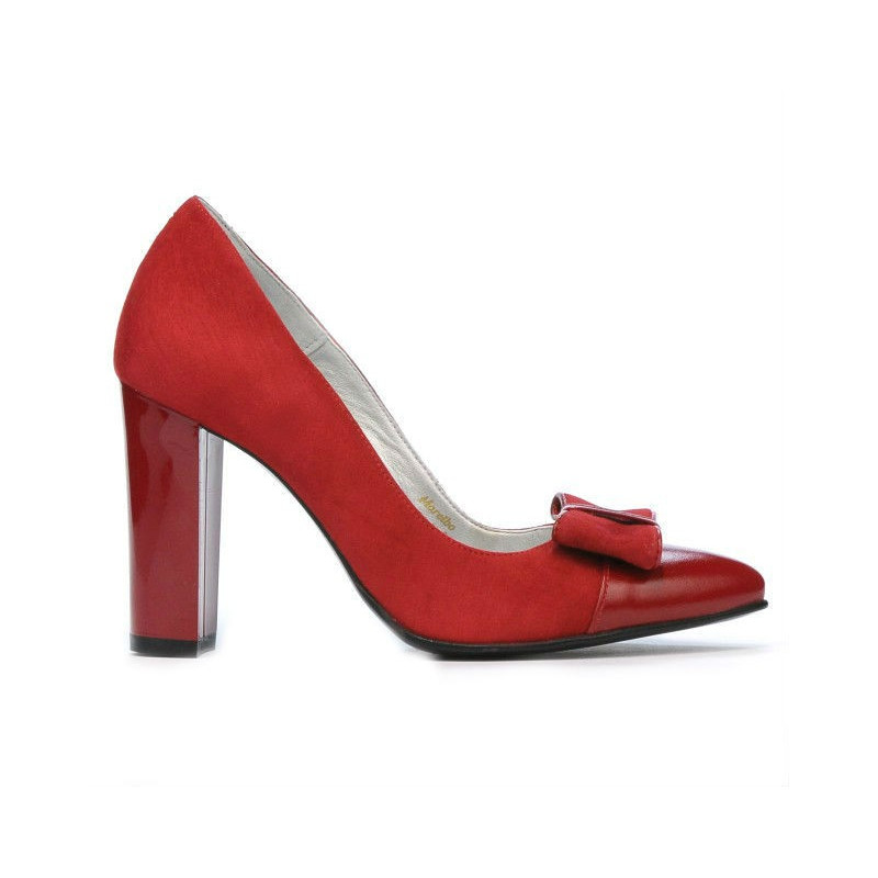 Women stylish, elegant shoes 1262 red antilopa combined