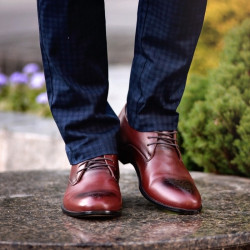 Men stylish, elegant shoes 828-1 a brown