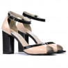 Women sandals 1266 patent ivory+black