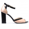 Women sandals 1266 patent ivory+black