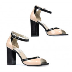 Women sandals 1266 patent ivory+black