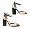 Women sandals 1266 patent ivory+black