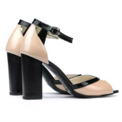 Women sandals 1266 patent ivory+black