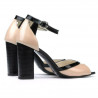 Women sandals 1266 patent ivory+black