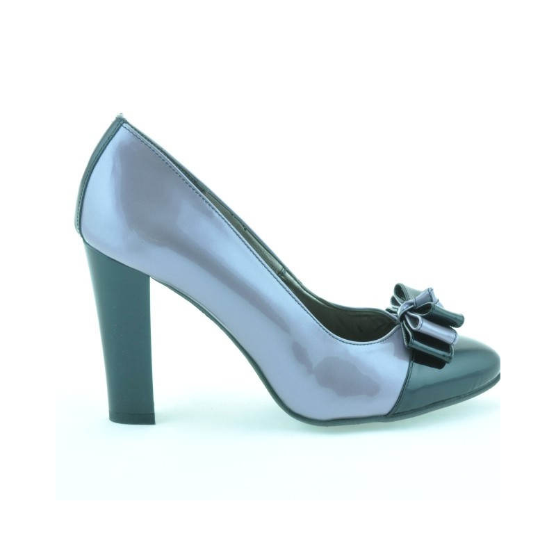 Women stylish, elegant shoes 1226 patent light purple + black