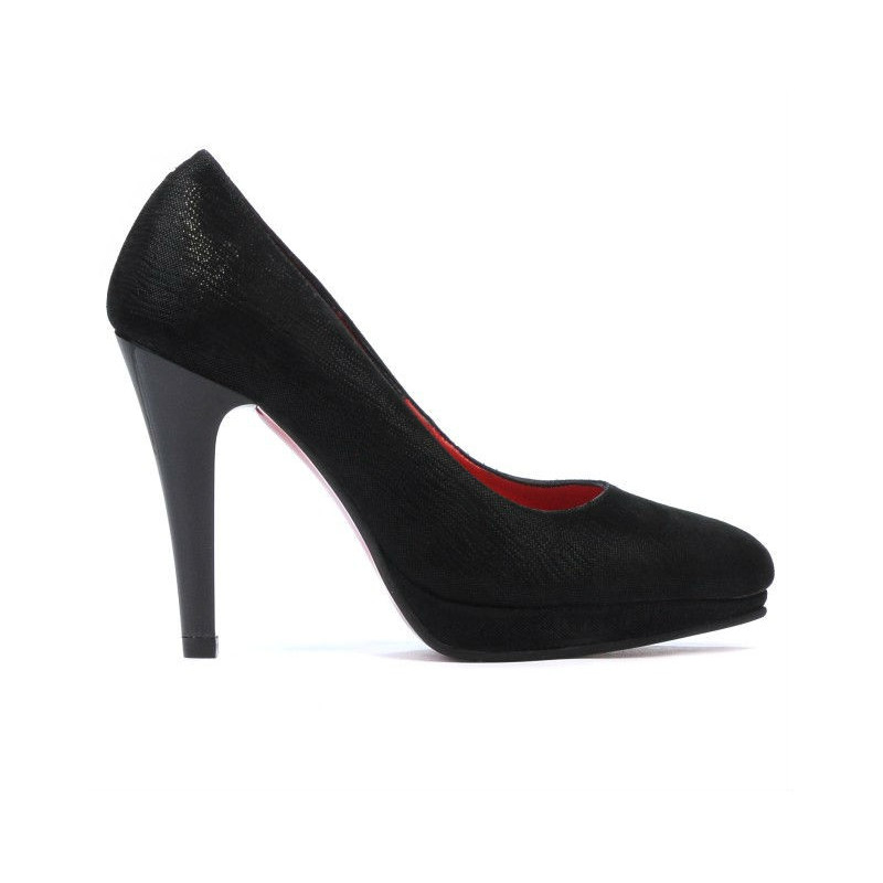 Women stylish, elegant shoes 1233 black satinat