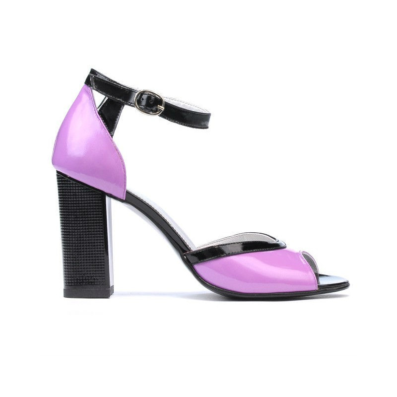 Women sandals 1266 patent purple+black