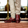 Men stylish, elegant, casual shoes 875 a cognac