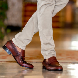 Men stylish, elegant, casual shoes 875 a cognac lifestyle