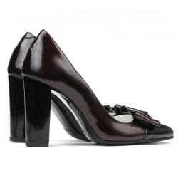 Women stylish, elegant shoes 1262 patent bordo satin+patent black
