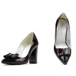 Women stylish, elegant shoes 1262 patent bordo satin+patent black