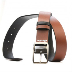 Men belt 09b bicolored black+brown deschis