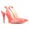 Women sandals 1235 patent red coral