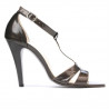 Women sandals 1239-1s patent brown pearl