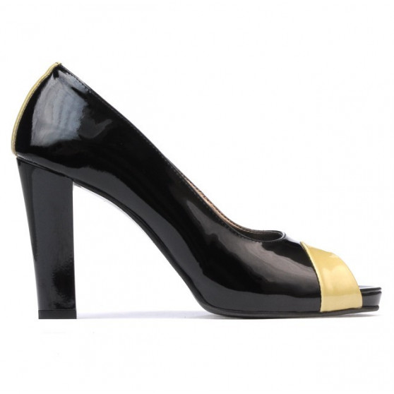 Women sandals 1219 patent black+beige