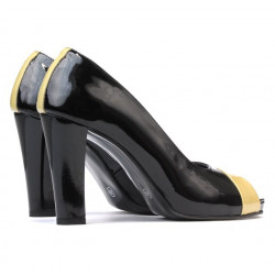 Women sandals 1219 patent black+beige