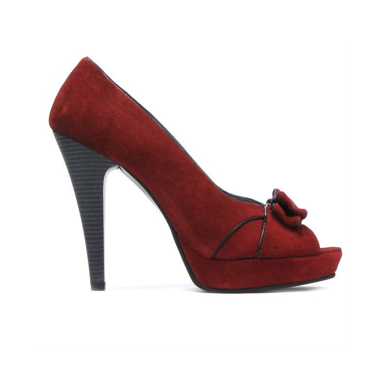 Women sandals 1099 burgundy antilopa+black