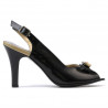 Women sandals 1224 patent black+beige