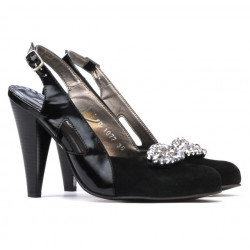 Women sandals 1077 black antilopa+patent black