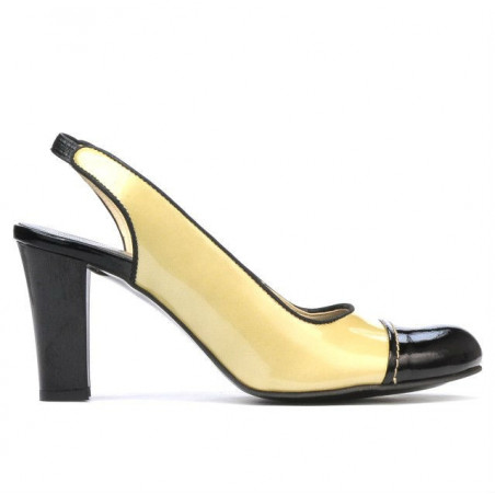 Women sandals 1216 patent beige+black