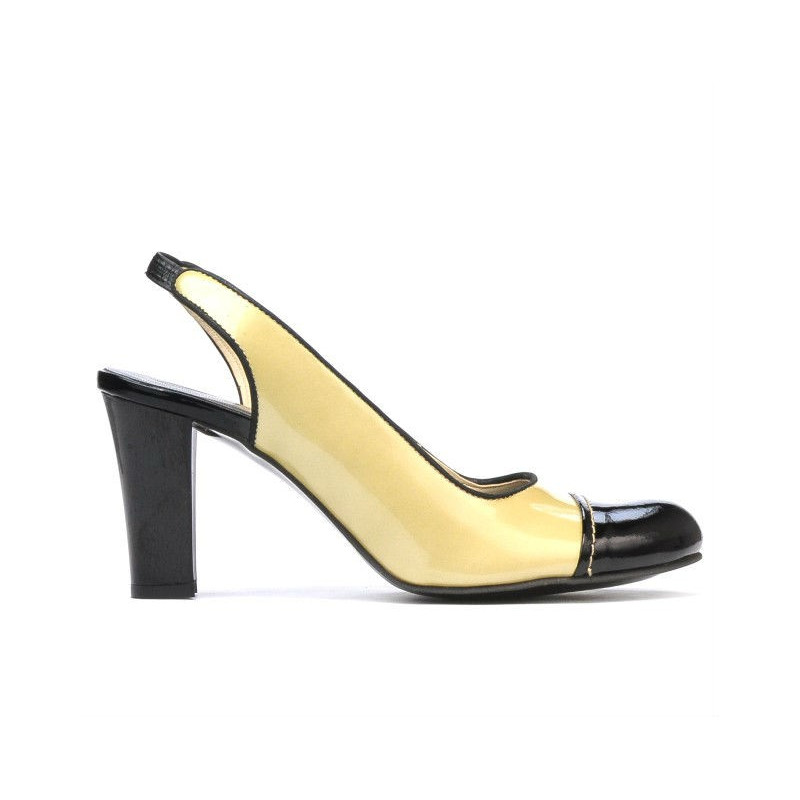 Women sandals 1216 patent beige+black