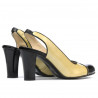 Women sandals 1216 patent beige+black