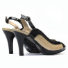 Women sandals 1225 patent black+beige