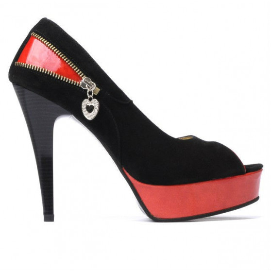 Women sandals 1202 black antilopa+red